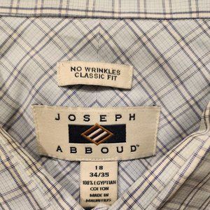 Joseph Abboud No Wrinkles Classic Fit 18 34/35 Egyptian Cotton Dress Shirt EUC